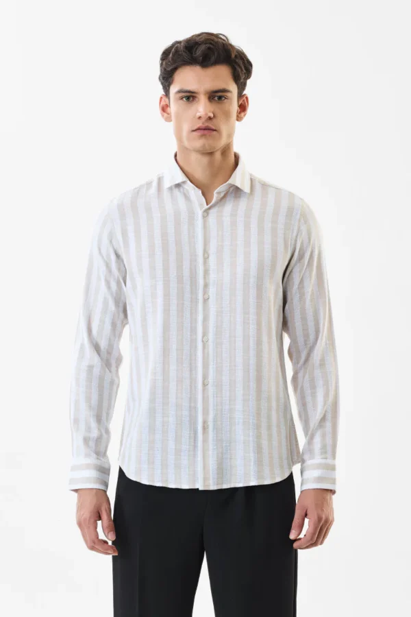 Slim Fit Stripes 100% Cotton Luxe Shirt