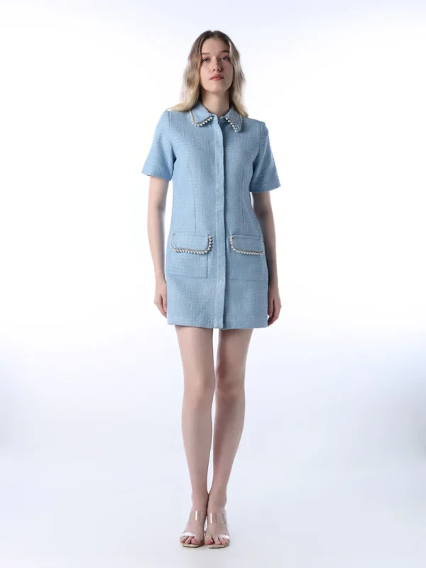 Embellished Collar Shirt Dress