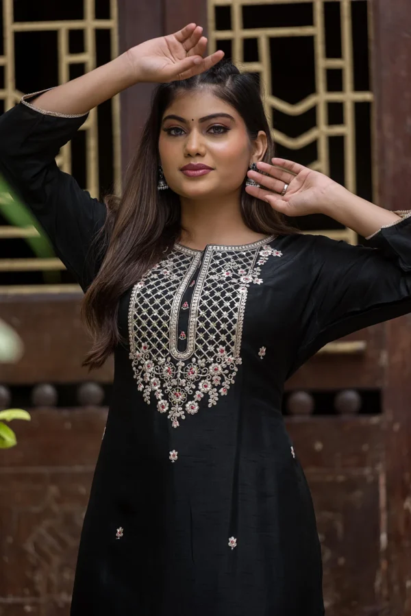 Black Embroidered Suit Set