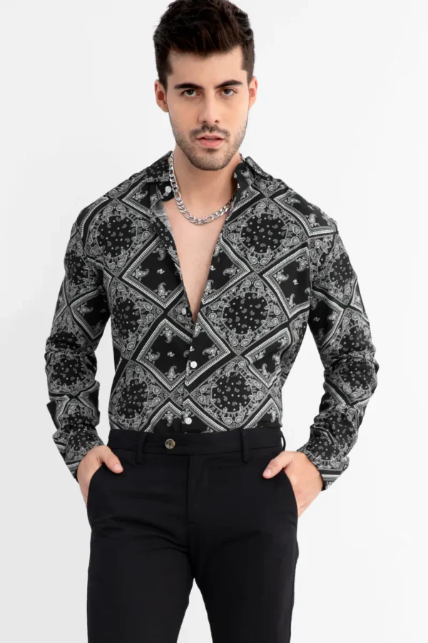 Mandala Print Black Shirt