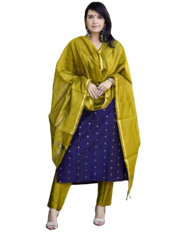 GoSriKi Women's Rayon Viscose Printed Straight Kurta with Pant & Dupatta